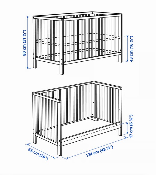 Lettino evoluto Ikea Gulliver con materasso