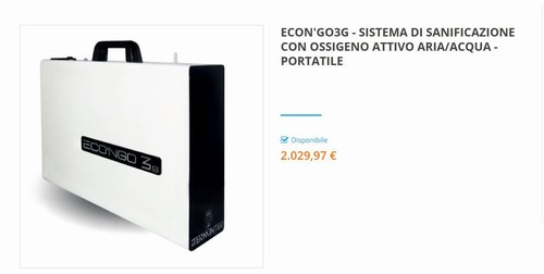 Econ'Go3g - Sistema di sanificazione con ossigeno 