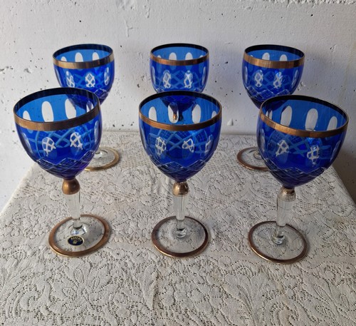 Set n�6 calici  in cristallo di Bohemia vintage  b